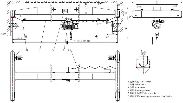 Explosion proof Single girder overhead crane diagram Explosion proof Single girder overhead crane diagram