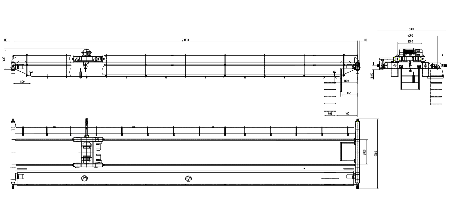 double girder overhead crane with hoist trolley